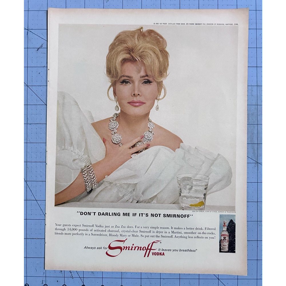 1967 Vintage Print Ad Smirnoff Vodka Zsa Zsa Gabor